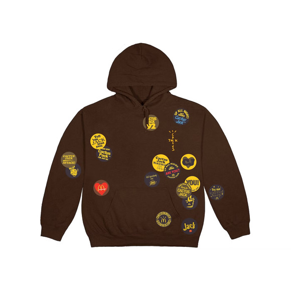 Travis Scott x McDonald's Cactus Jack Sticker Bomb Hoodie Brown Patches  Large